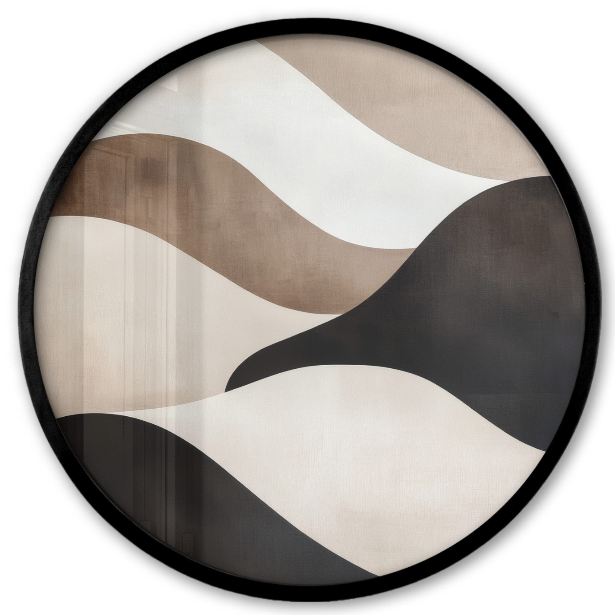 MuchoWow Poster Rund - Wellen - Abstrakt - Beige, (1 St), Runde Wandbilder, Deko für Wohnzimmer und Schlafzimmer, 40x40 cm