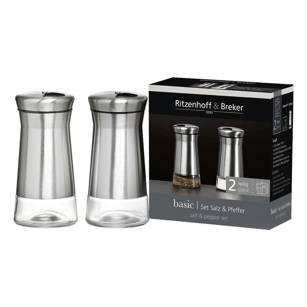 Ritzenhoff & Breker Salz- / Pfefferstreuer Basic, (2-tlg), 120 ml