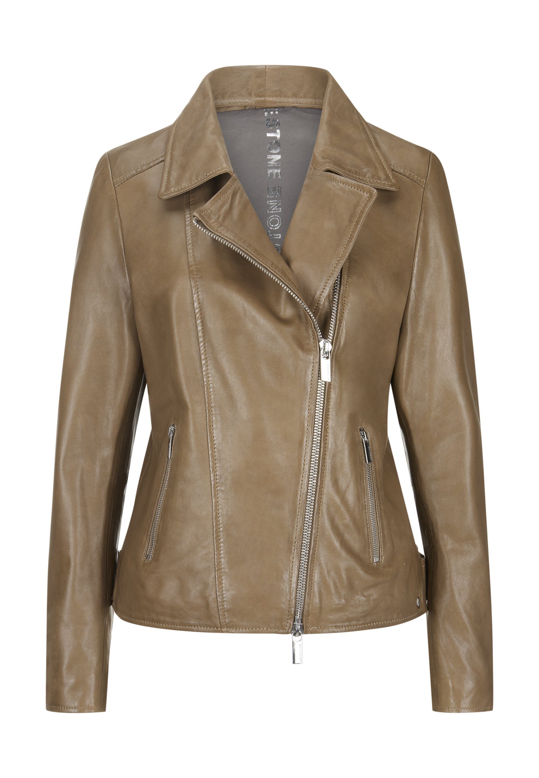 Milestone Bikerjacke MSInka mit 2-Tone Wachseffekt Beige