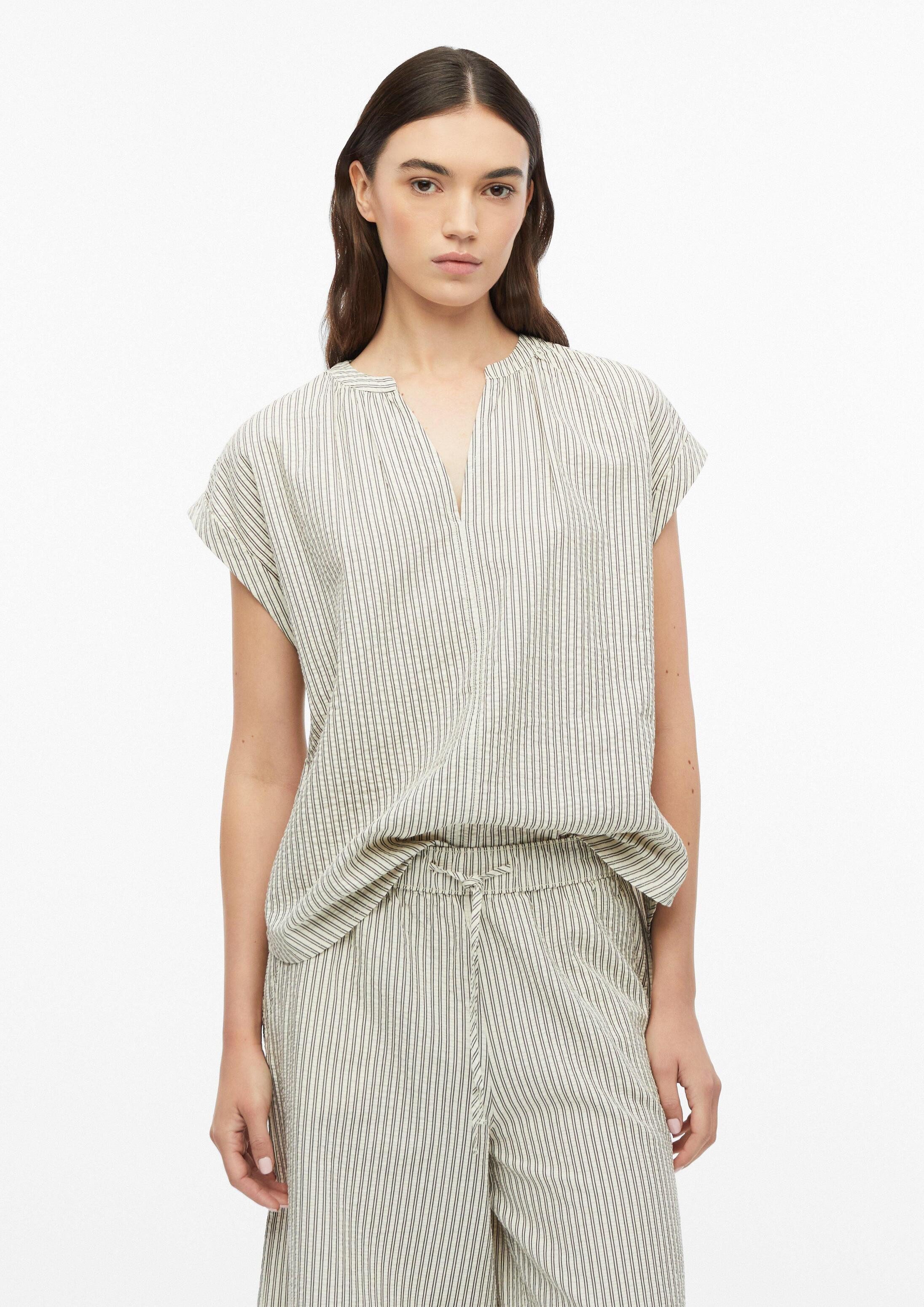 s.Oliver Kurzarmbluse Bluse Seersucker-Bluse mit Raffung