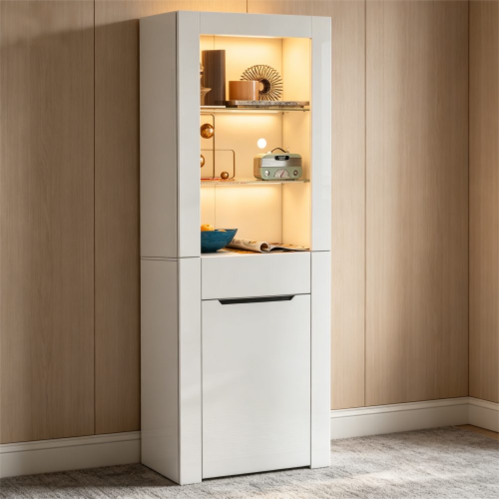 MODFU Vitrine Aktenschrank Standvitrine Aufbewahrungsschrank (Aktenschrank Standvitrine Aufbewahrungsschrank, mit Regalen Vitrinenschrank Küchenschrank Bücherschrank) für Küche Wohnzimmer Büro Esszimmer