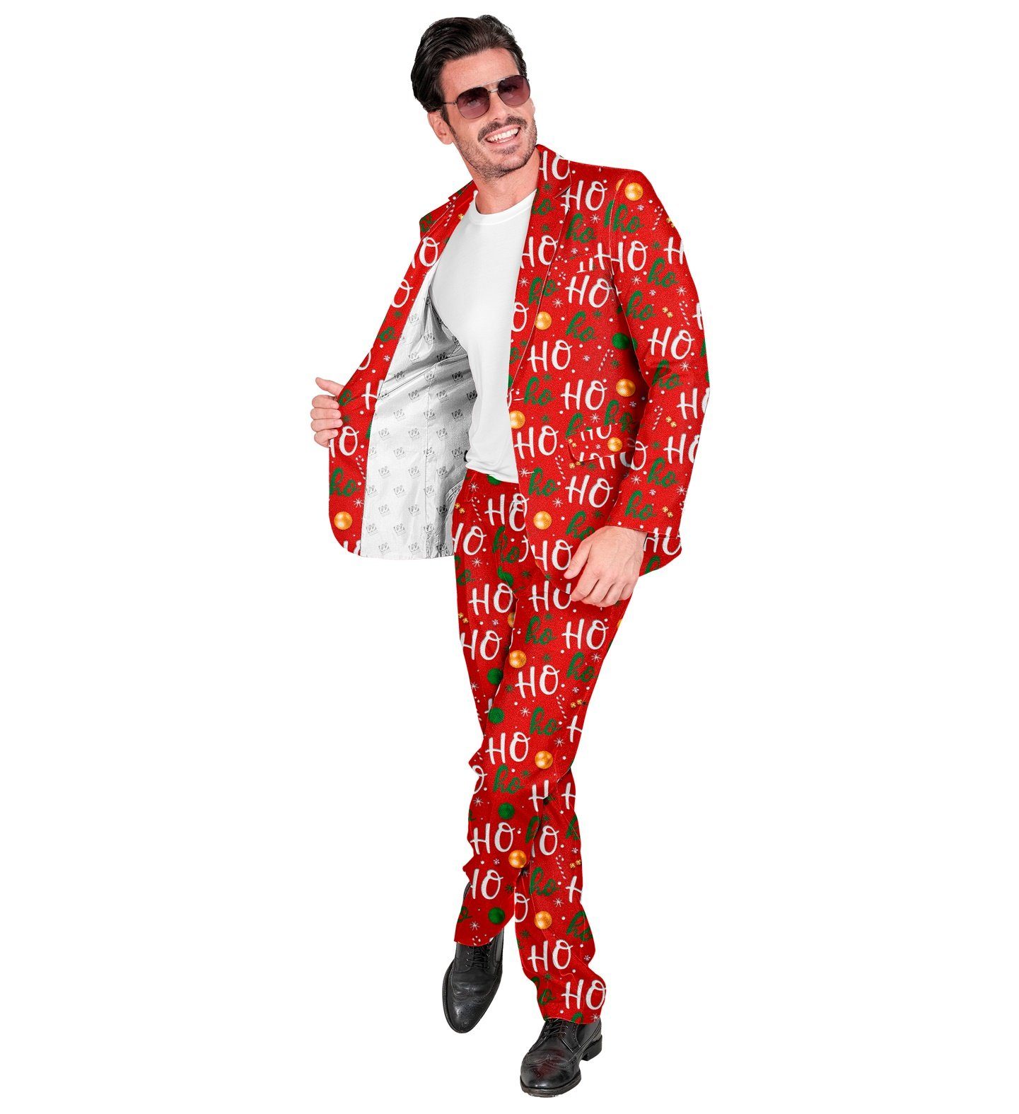 Widmann S.r.l. Kostüm Designer Anzug 'Ho Ho - Merry Christmas' 2-tlg. UV