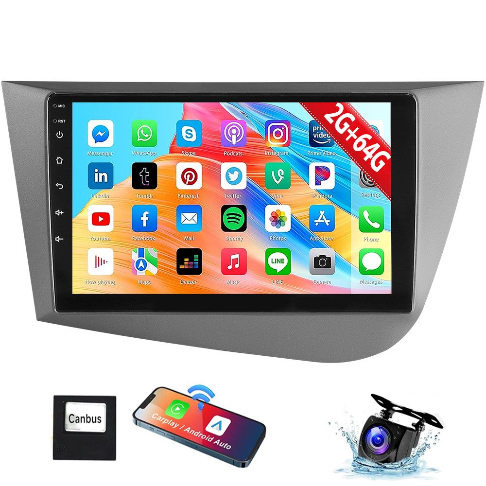 Für Seat Leon 1P1 2005-2012 Android 14 Carplay GPS NAVI WIFI BT 4+64G Autoradio