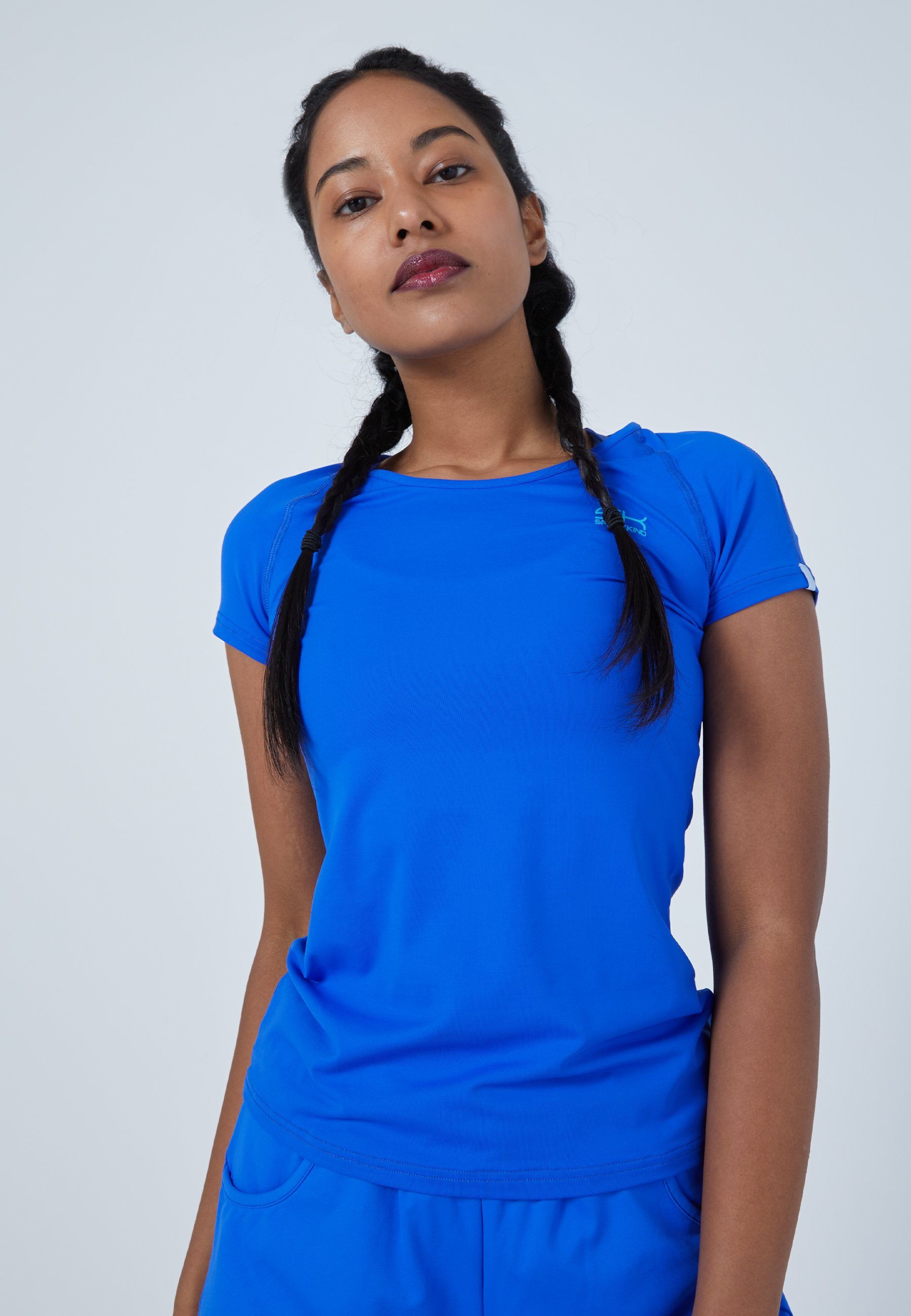 SPORTKIND Funktionsshirt Tennis Capsleeve T-Shirt für Mädchen & Damen kobaltblau