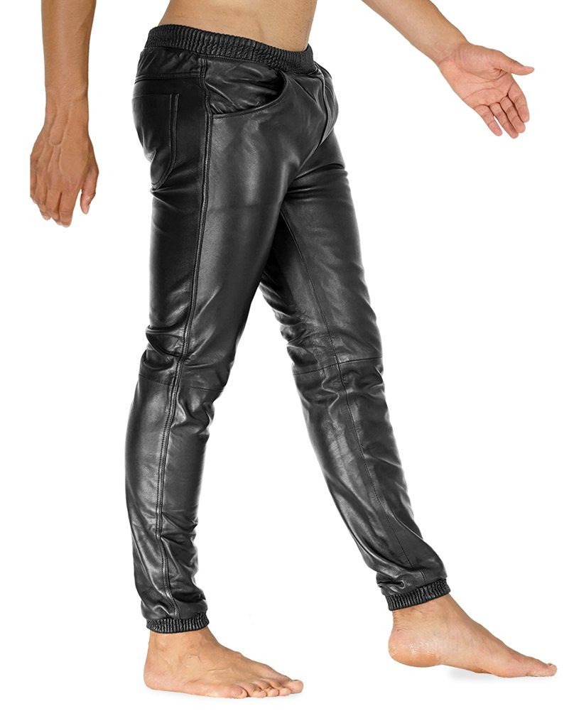 BOCKLE Lederhose Bockle® The BOYJOG Leder Joggers Lamm Leder Jogginghose