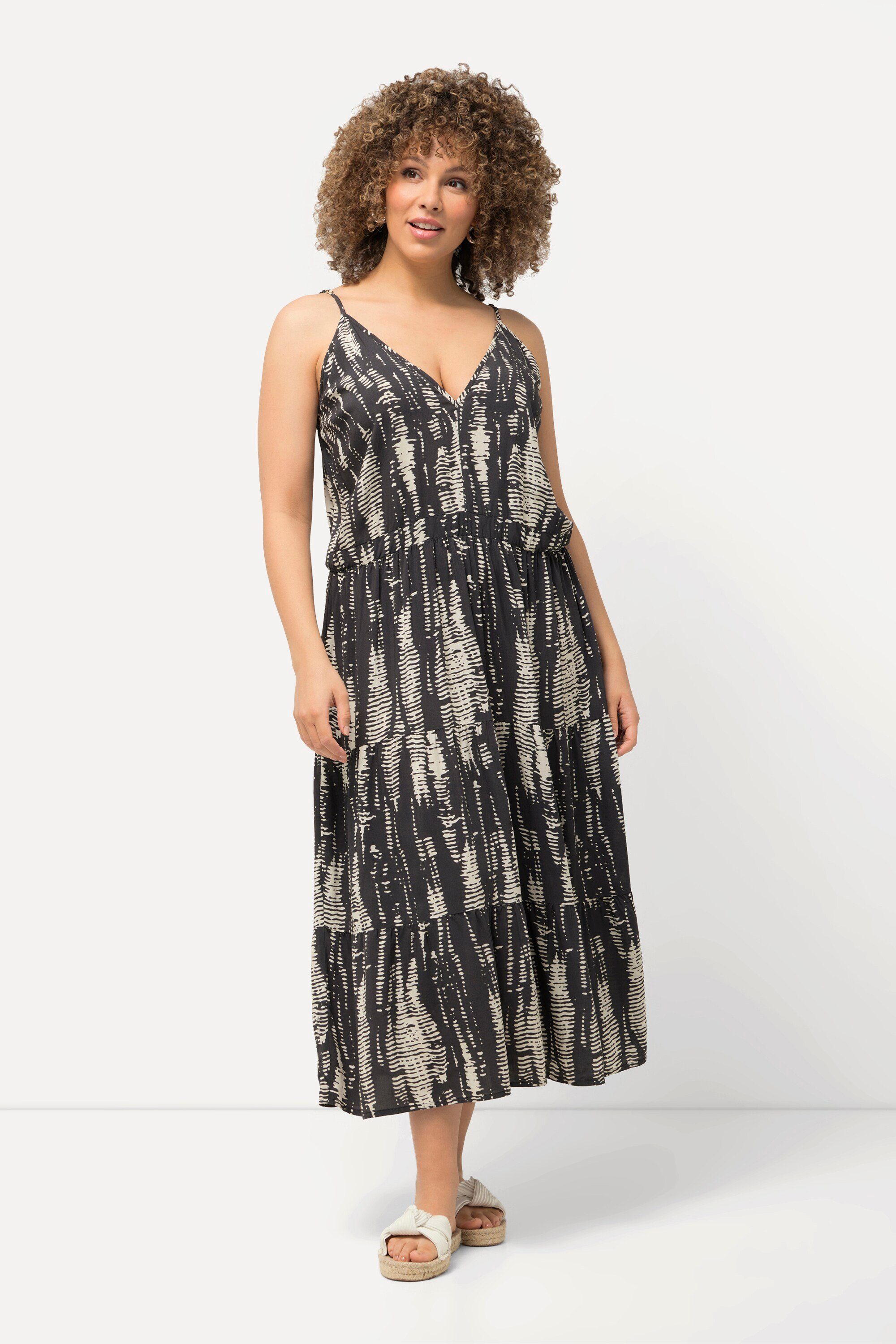 Ulla Popken Maxikleid Midikleid V-Ausschnitt Triangel-Schalen günstig online kaufen