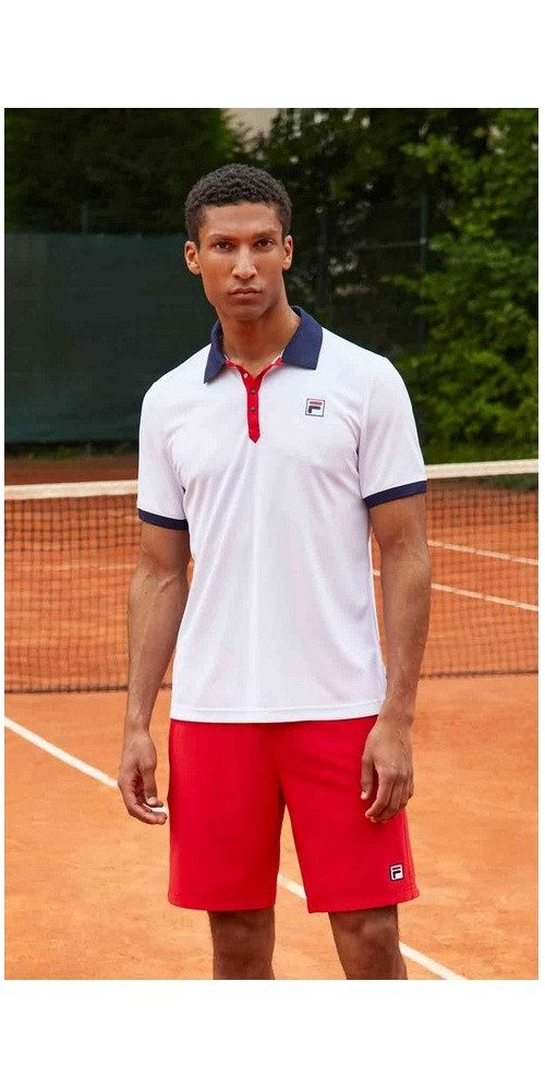 Fila Poloshirt Dominic (100% rec. Polyester, klassisch Look) weiss/navy Herren