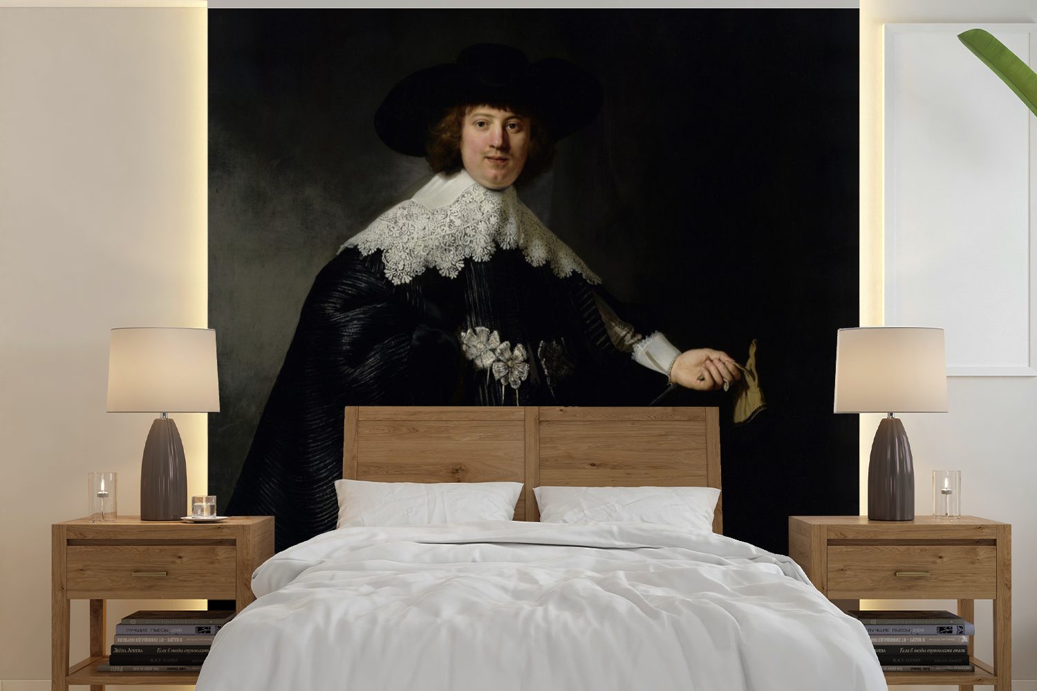 MuchoWow Fototapete Hochzeitsbildnis von Marten Soolmans - Gemälde von Rembrandt van Rijn, Matt, bedruckt, (5 St), Vinyl Tapete für Wohnzimmer oder Schlafzimmer, Wandtapete