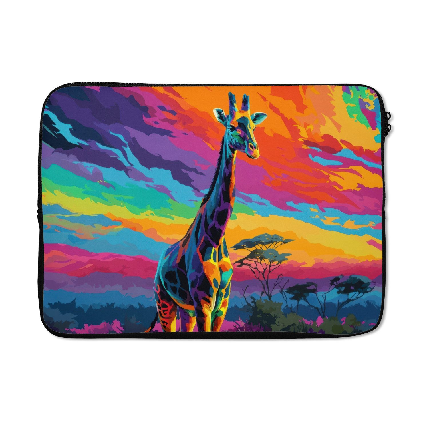 MuchoWow Laptop-Hülle Giraffe - Savanne - Luft - farbig 14 Zoll, Schutzhülle für Laptop, Schutz gegen Kratzern, Laptoptasche