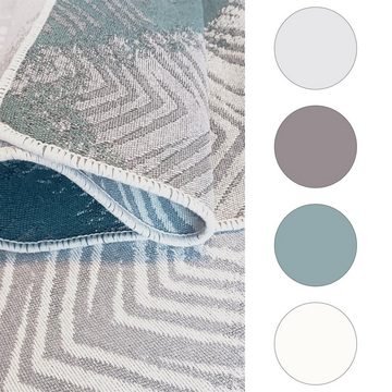 CelinaTex Dekokissen Carpet Teppich Läufer Baumwolle In-Outdoor 80x150cm grau weiß grün, leicht,waschbar,vielseitig verwendbar,Innen und Aussen geeignet