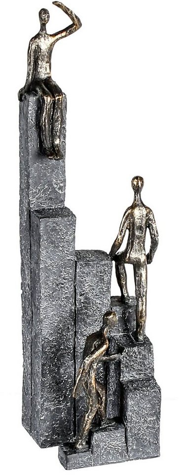 Casablanca by Gilde Dekofigur Skulptur Climbing, bronzefarben/grau (1 St),  bronzefarben/grau, Polyresin, Produktart: Dekoobjekt, Figur, Freundschaft,  Skulptur