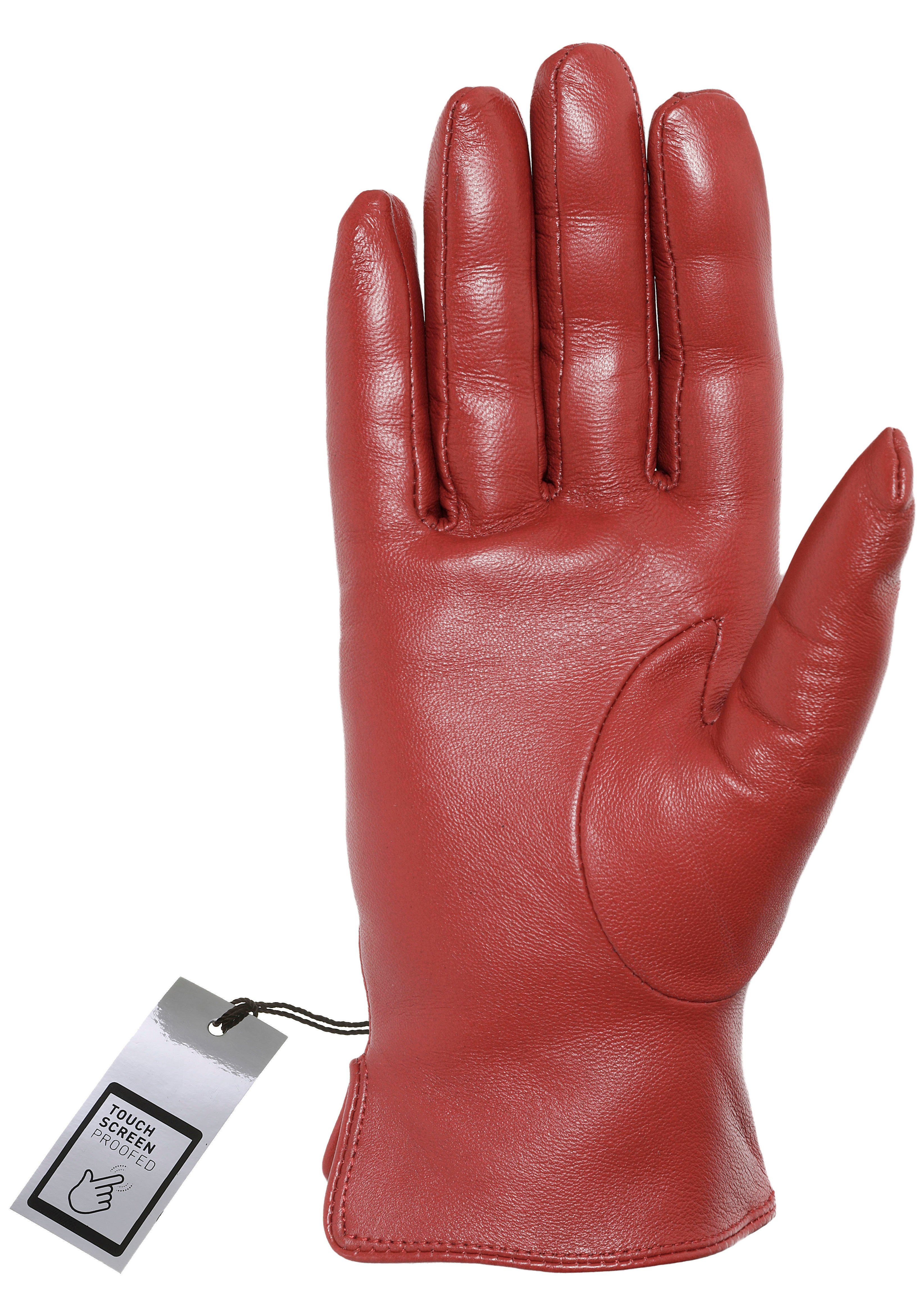 PEARLWOOD Lederhandschuhe Seitenschlitze für komfortables Anziehen red