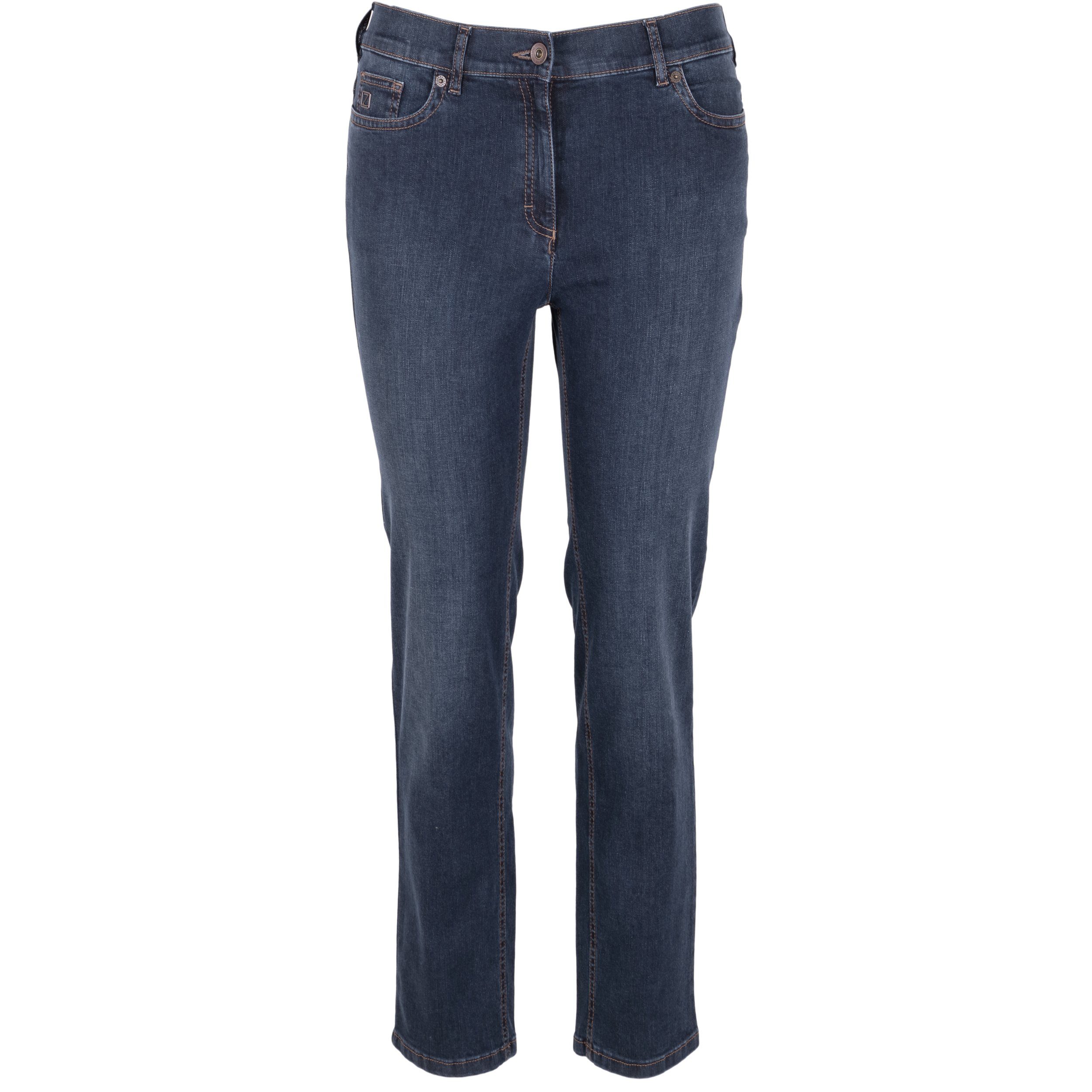 Zerres Regular-fit-Jeans Zerres Damen Jeans Greta elastischer Bund -  dunkelblau