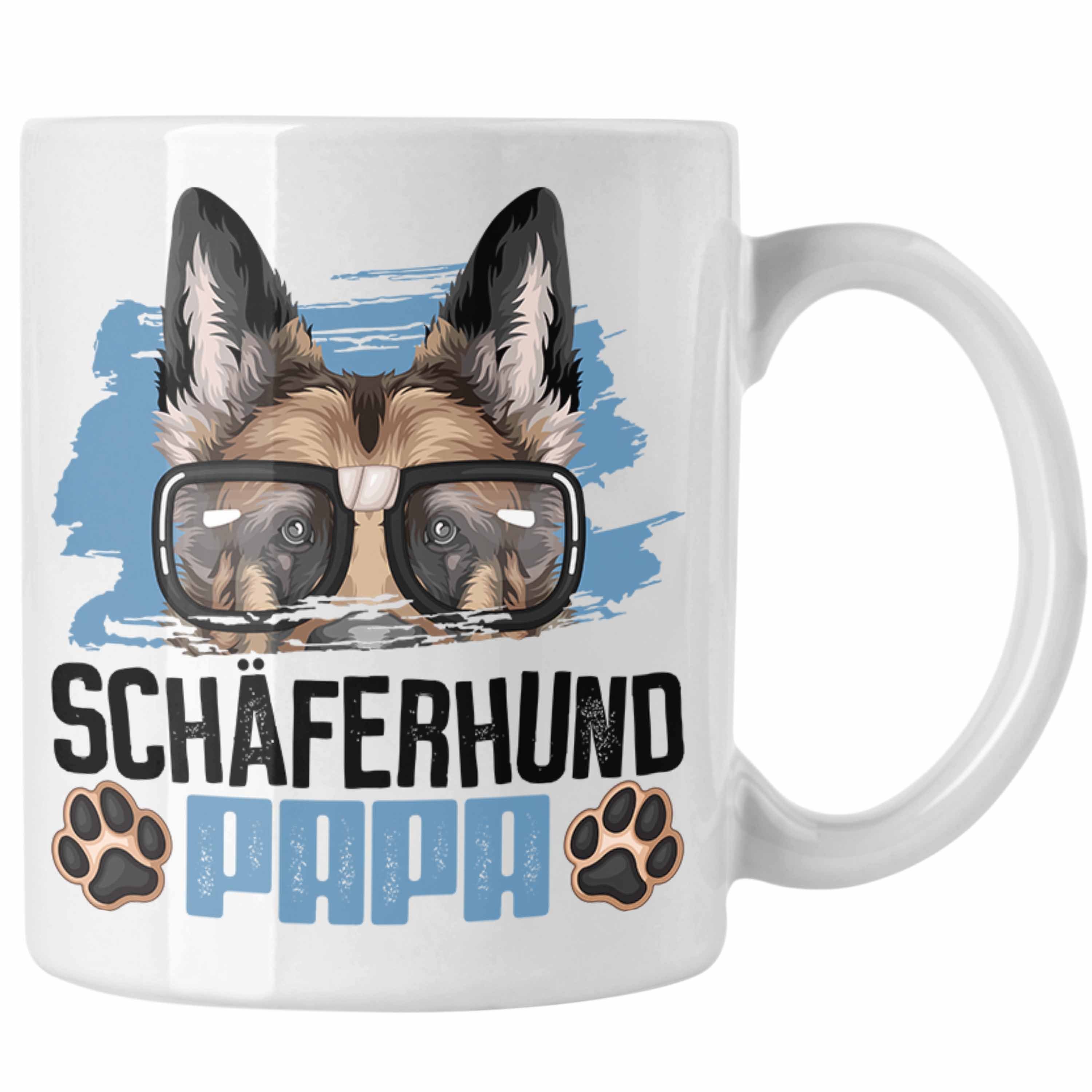 Trendation Tasse Schäferhund Papa Besitzer Tasse Geschenk Lustiger Spruch Geschenkidee Weiss