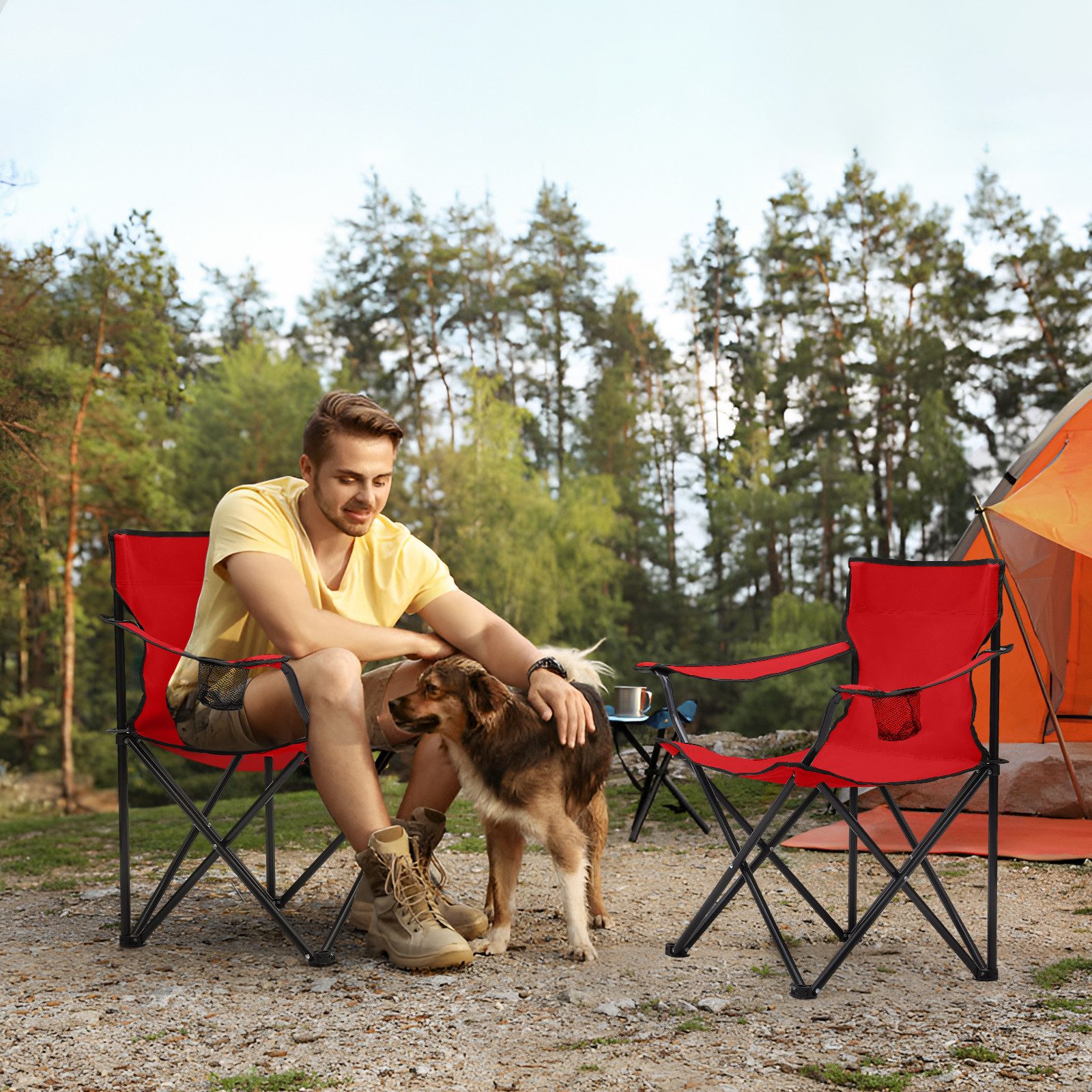 SUNULA Campingstuhl Faltbar Anglerstuhl Ultraleicht Faltstuhl Camping Klappstuhl (1 St), mit Getränkehalter, mit Tragetasche, bis max. 100 kg