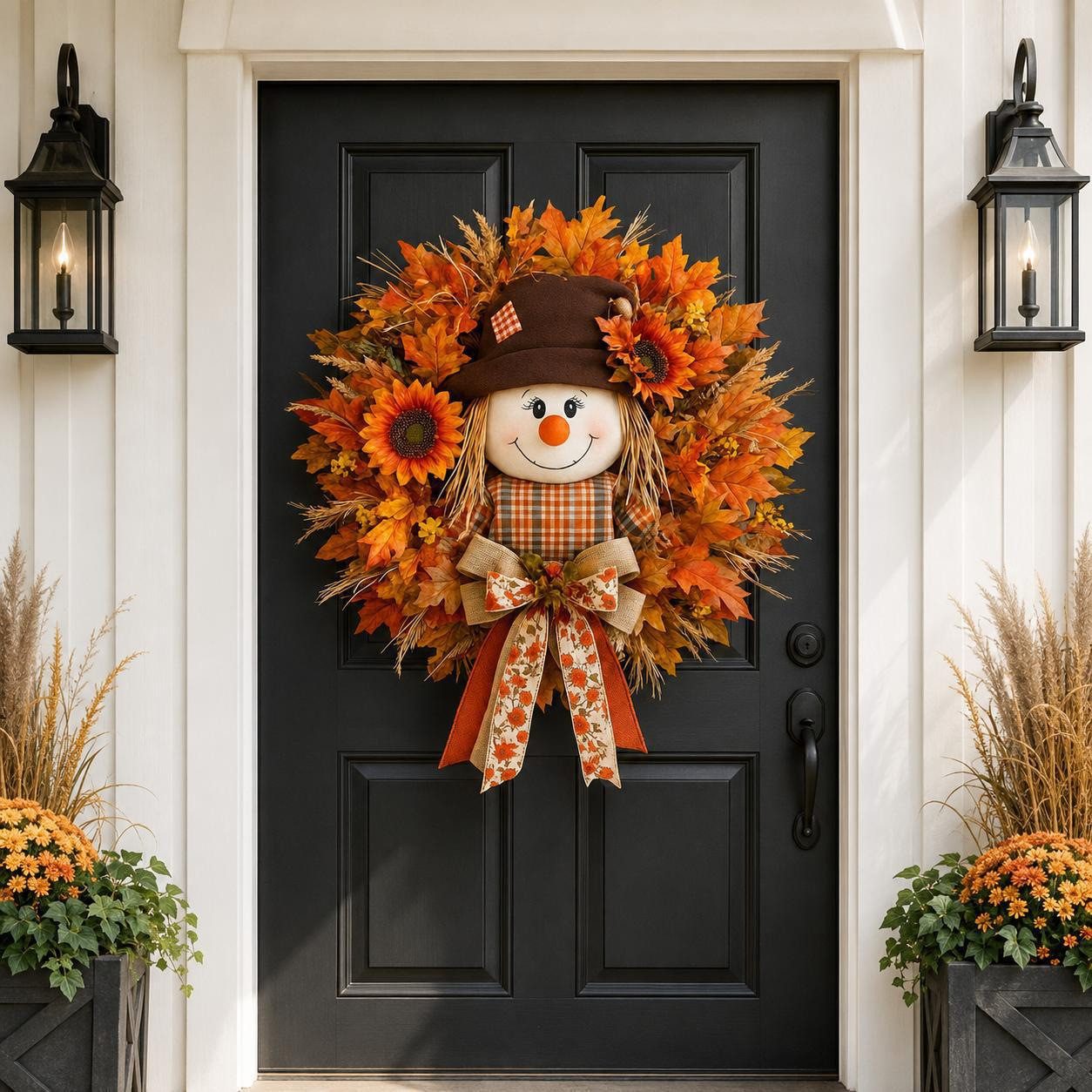 Bomiclss Dekofigur 45cm Herbstkranz Haustür, Türkranz Herbst für Herbst Dekoration, für Halloween, Erntedankfest, Garten, Bauernhaus, Festival, Wand – Bild 4 von 5