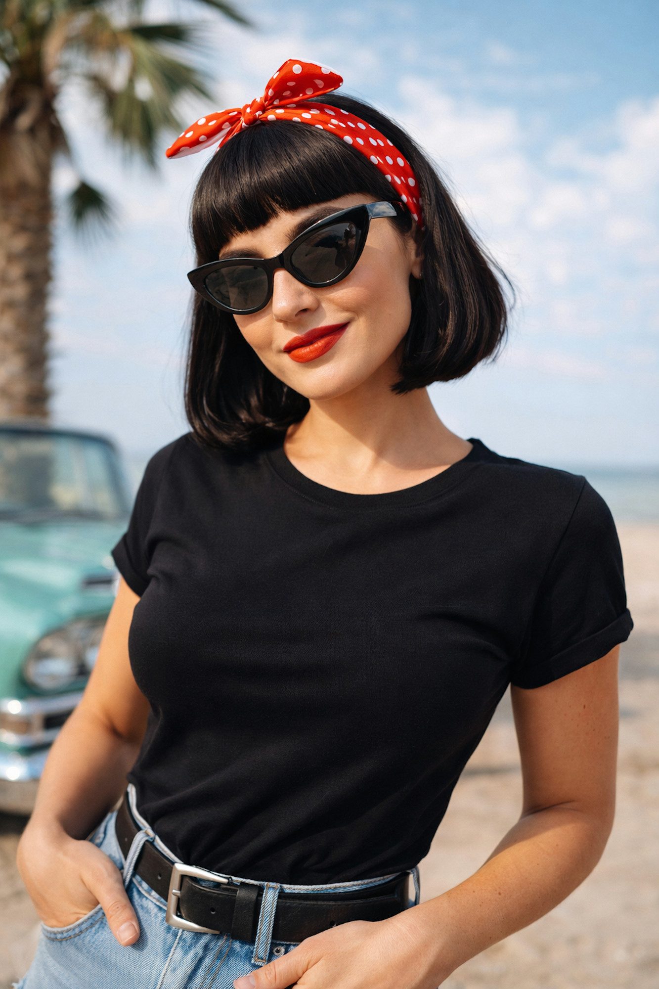 Ella Jonte Retrosonnenbrille Retro Cat-Eye Sonnenbrille im Rockabilly-Stil mit UV-400 Schutz
