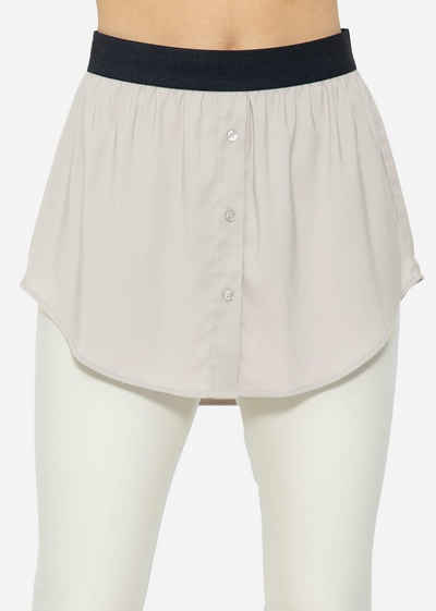 SASSYCLASSY Unterrock Mini Unterrock Damen in Unifarben Blusenrock mit Gummibund und einer Knopfleiste in Satin-Optik