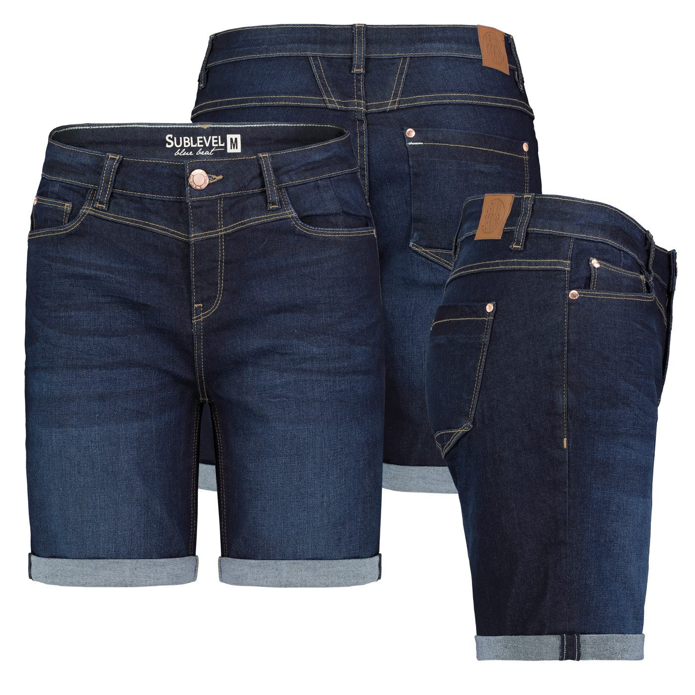 SUBLEVEL Bermudas Damen Jeans Shorts Bermuda Kurze Hose Shorts Short Denim günstig online kaufen