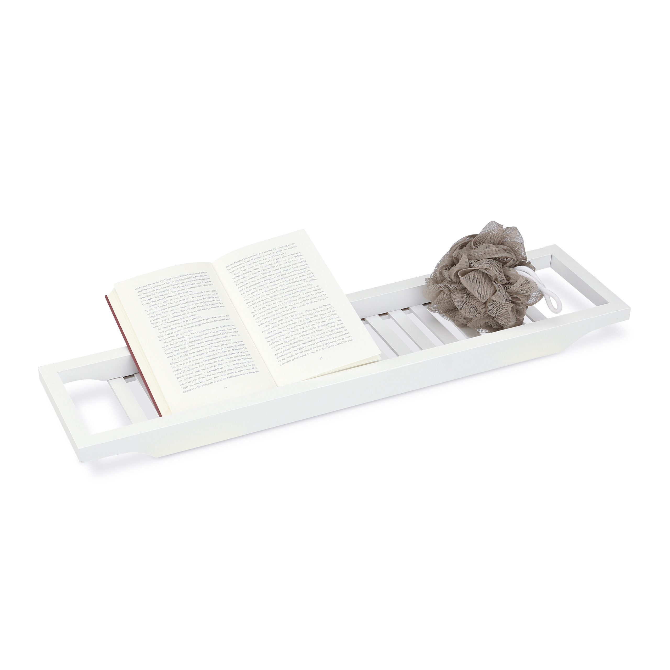 relaxdays Badewannenablage Bambus weiß lackiert günstig online kaufen