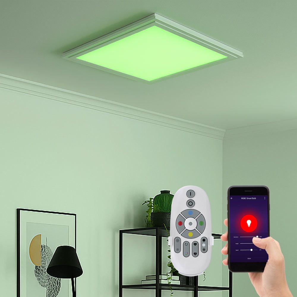 EGLO LED Deckenleuchte, LED-Leuchtmittel fest verbaut, Kaltweiß, Warmweiß, Neutralweiß, Tageslichtweiß, Farbwechsel, Deckenlampe Aufbaupanel Smart LED Dimmer App Farbwechsel RGB L 30 cm