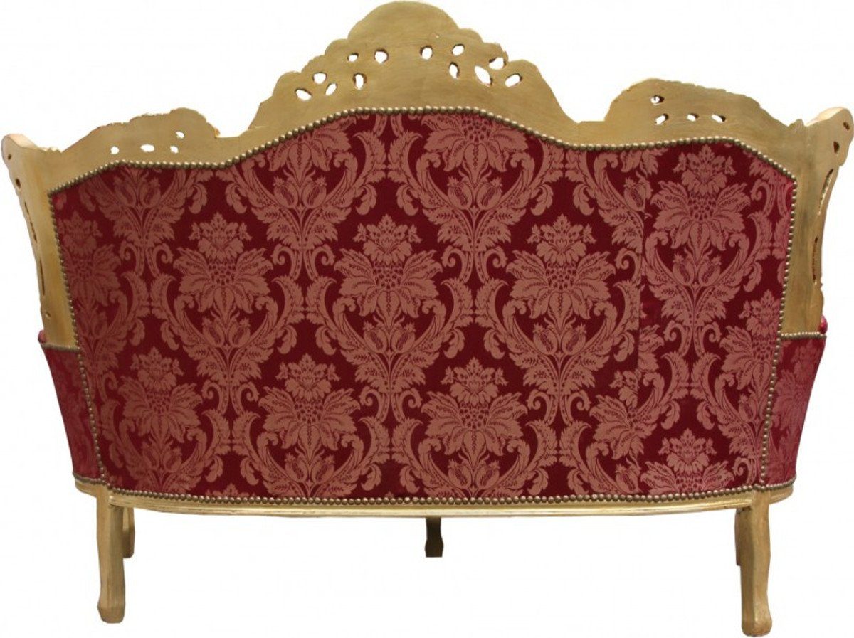 Barock - 2-er Mod1 Muster Bordeaux Padrino Möbel Wohnzimmer 2-Sitzer Master Casa Couch Lounge Sofa Gold /