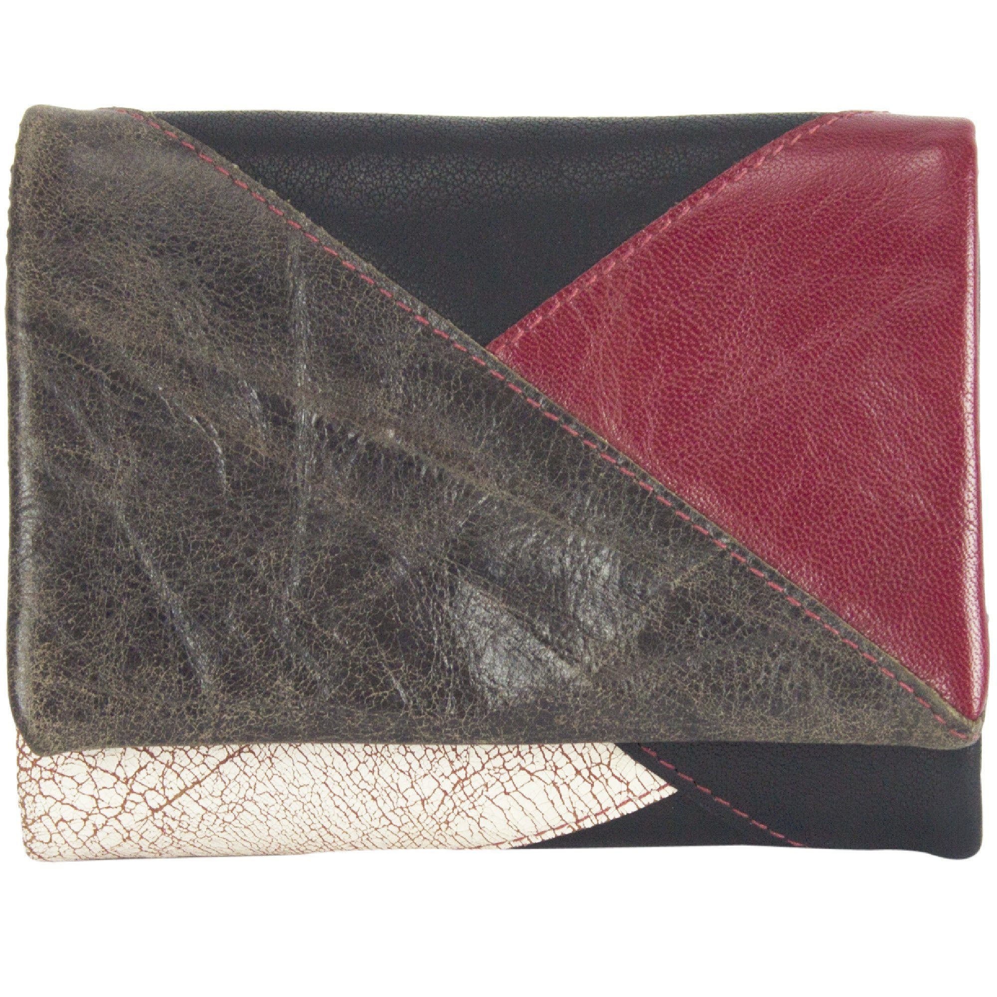 Sunsa Geldbörse Leder Geldbeutel Portemonnaie Brieftasche, echt Leder, mit RFID-Schutz, in eleganten Design, zeitlos rot