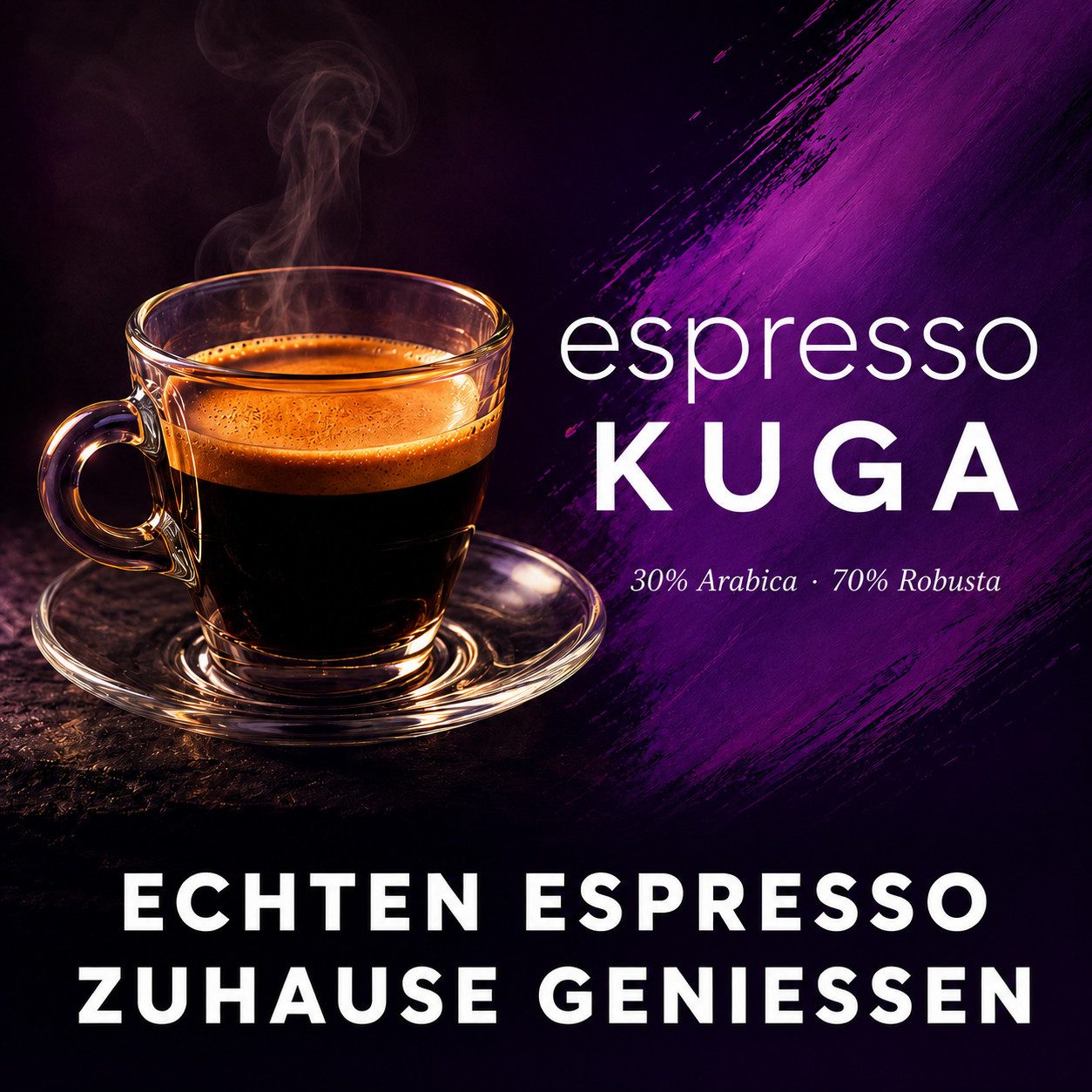 UMBRELLA Kaffee KUGA Espresso Kaffeebohnen ganze Bohne säurearm Siebträger Moka, (30% Arabica & 70% Robusta aus Brasilien,Uganda & Vietnam, Belgische Slow-Roasting Tradition–mittel-dunkle Röstung,Intensität 7/9), Mono-Material-Beutel mit Aromaventil–100% recycelbar,sozial produziert
