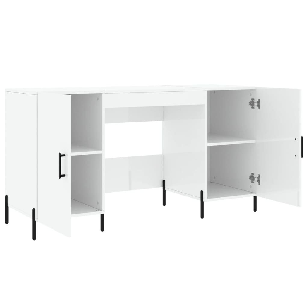 140x50x75 cm Hochglanz-Weiß Schreibtisch Holzwerkstoff furnicato
