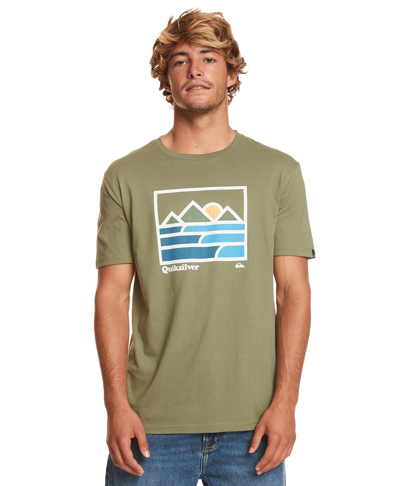 Quiksilver T-Shirt Quiksilver M Landscape Lines Short-sleeve Herren Four Leaf Clover | T-Shirts