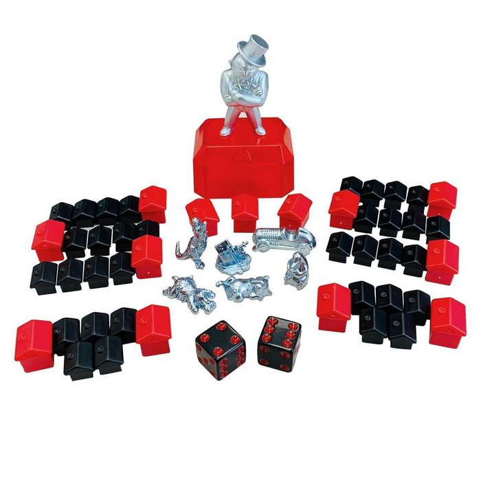 Hasbro Spiel Hasbro 765E9972000 - Parker - Monopoly - Zubehör Set mit Spielfiguren schwarzen Häusern roten Hotels und 1 Paar Würfel