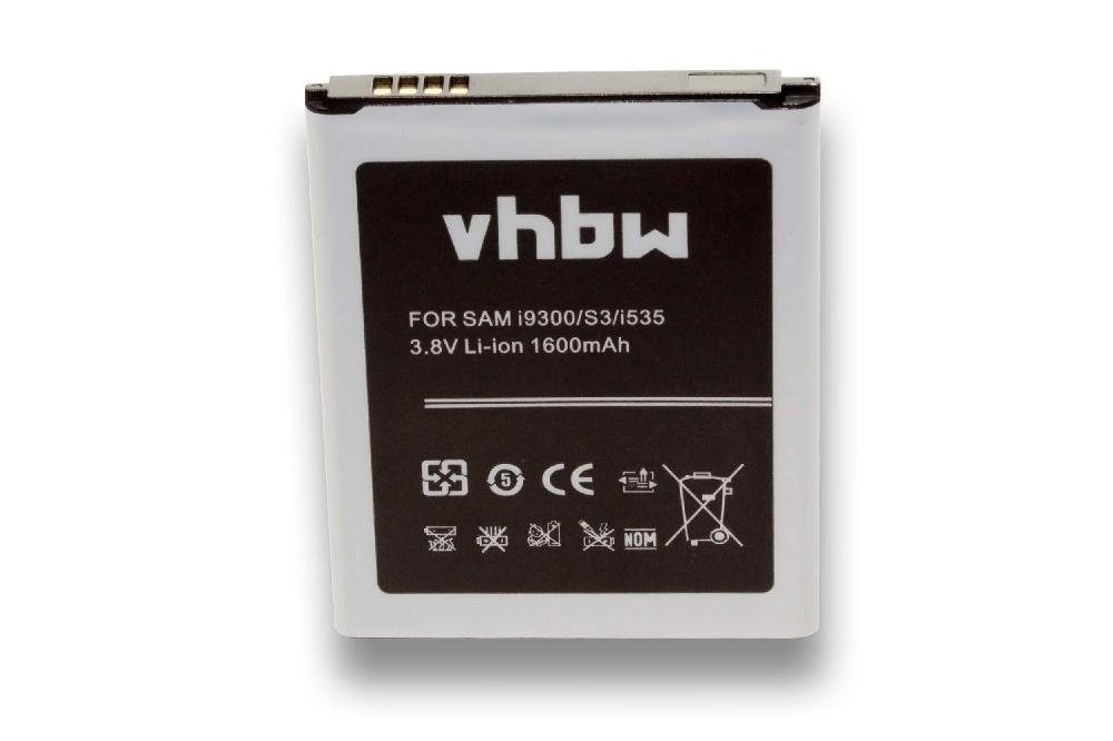 vhbw passend für Samsung Baffin, GT-I9300, GT-I9308, GT-i9300T, Gravity Smartphone-Akku 1600 mAh