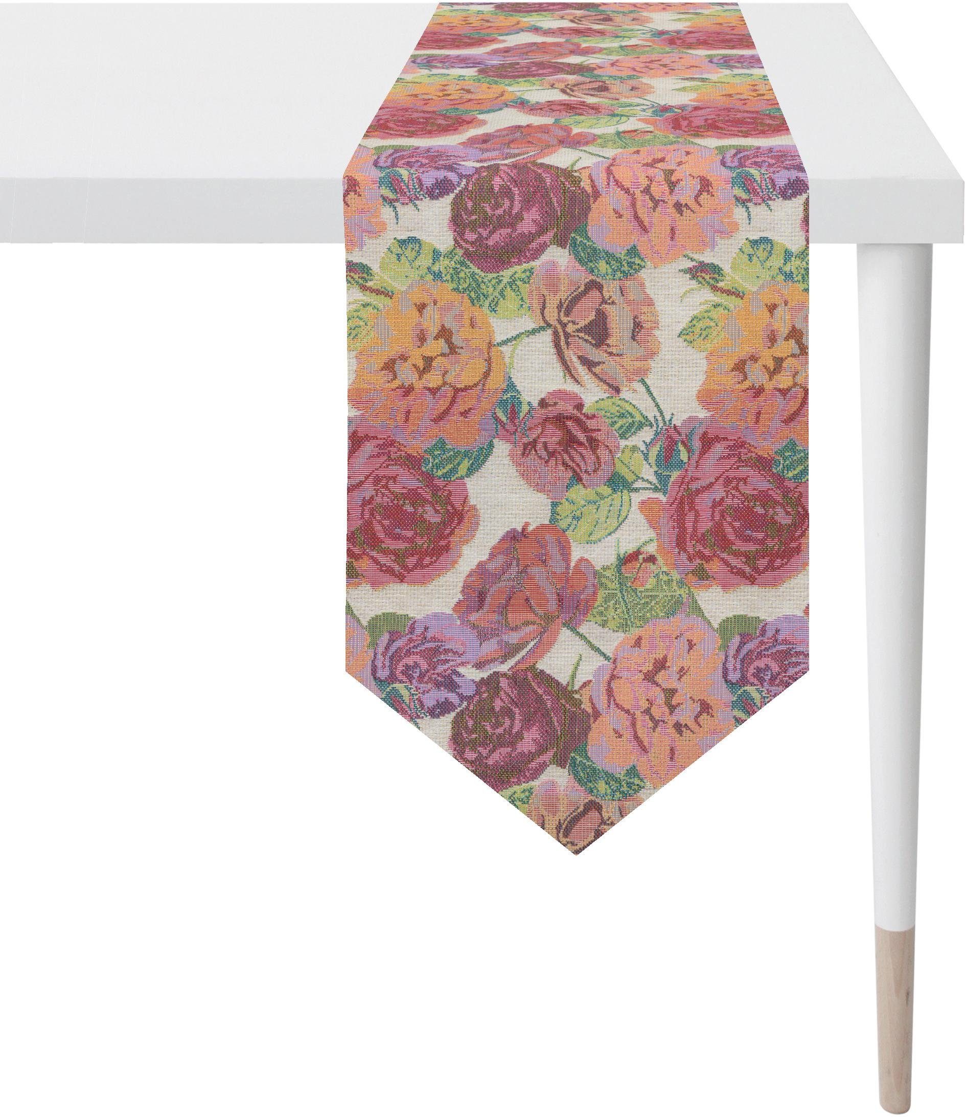 APELT Tischband (1-tlg), 1553 Sommer Gobelingewebe Summergarden, orange/rosa Sommerdeko