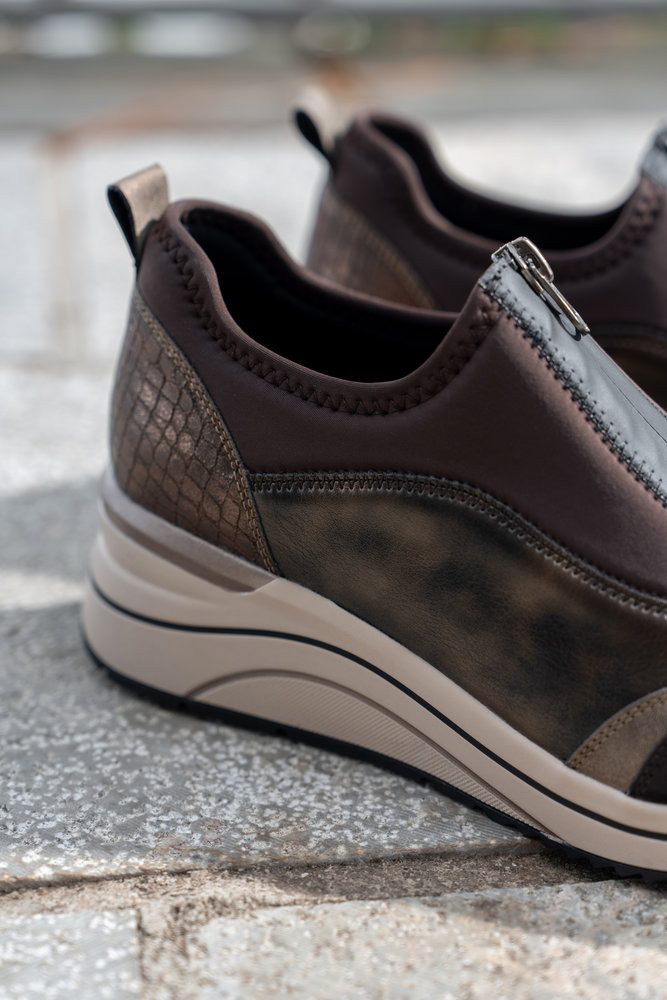 Remonte Slip-On Sneaker Freizeitschuh, Halbschuh, Schlupfschuh mit Front-Reißverschluss