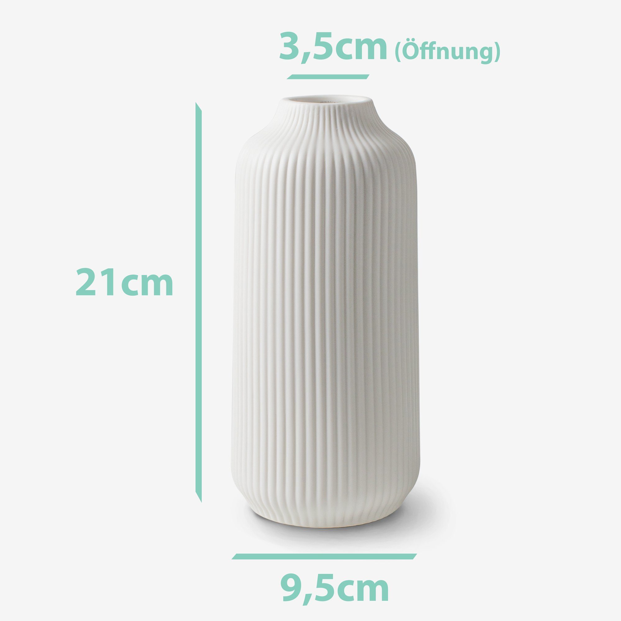 flature Tischvase Keramik Vase mit Rillen - für Pampasgras und Blumen