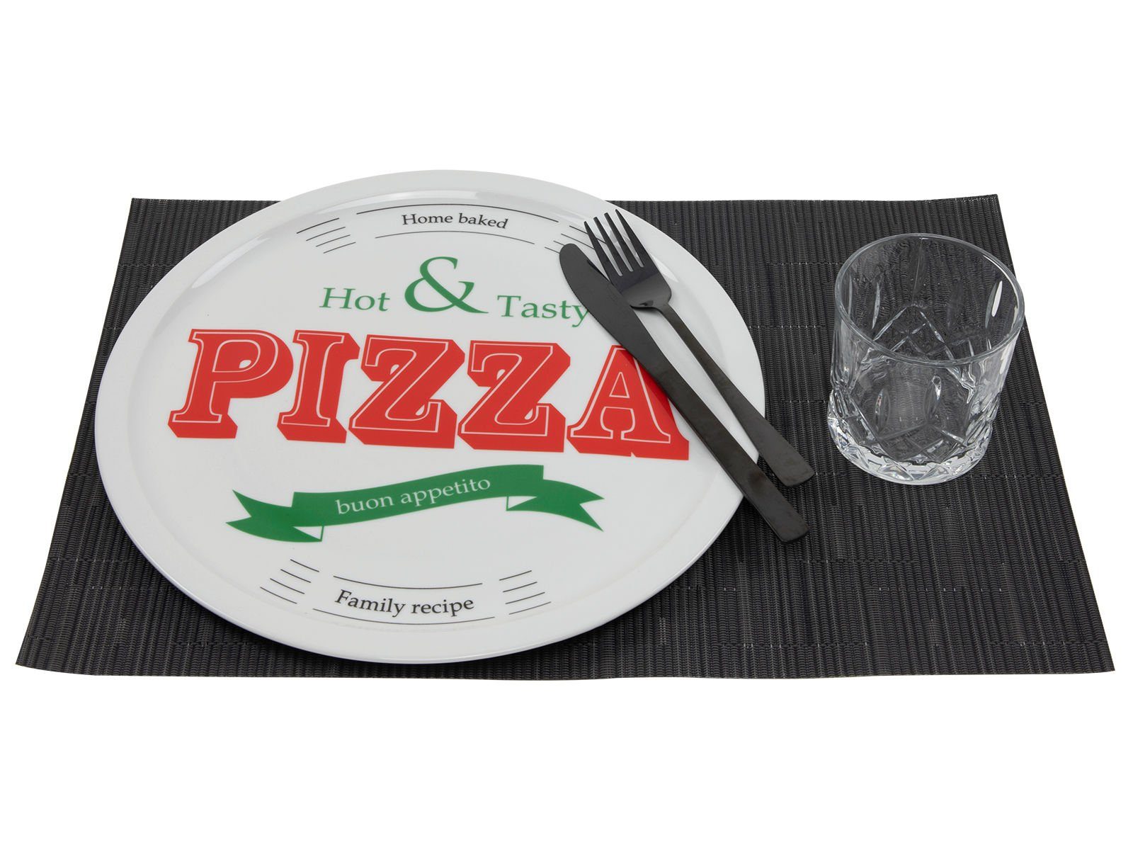 Spetebo Pizzateller PIZZA Teller 31,5 cm - 2er Set - je Motiv 1x, (2 St), 2er Set moderne Pizzateller