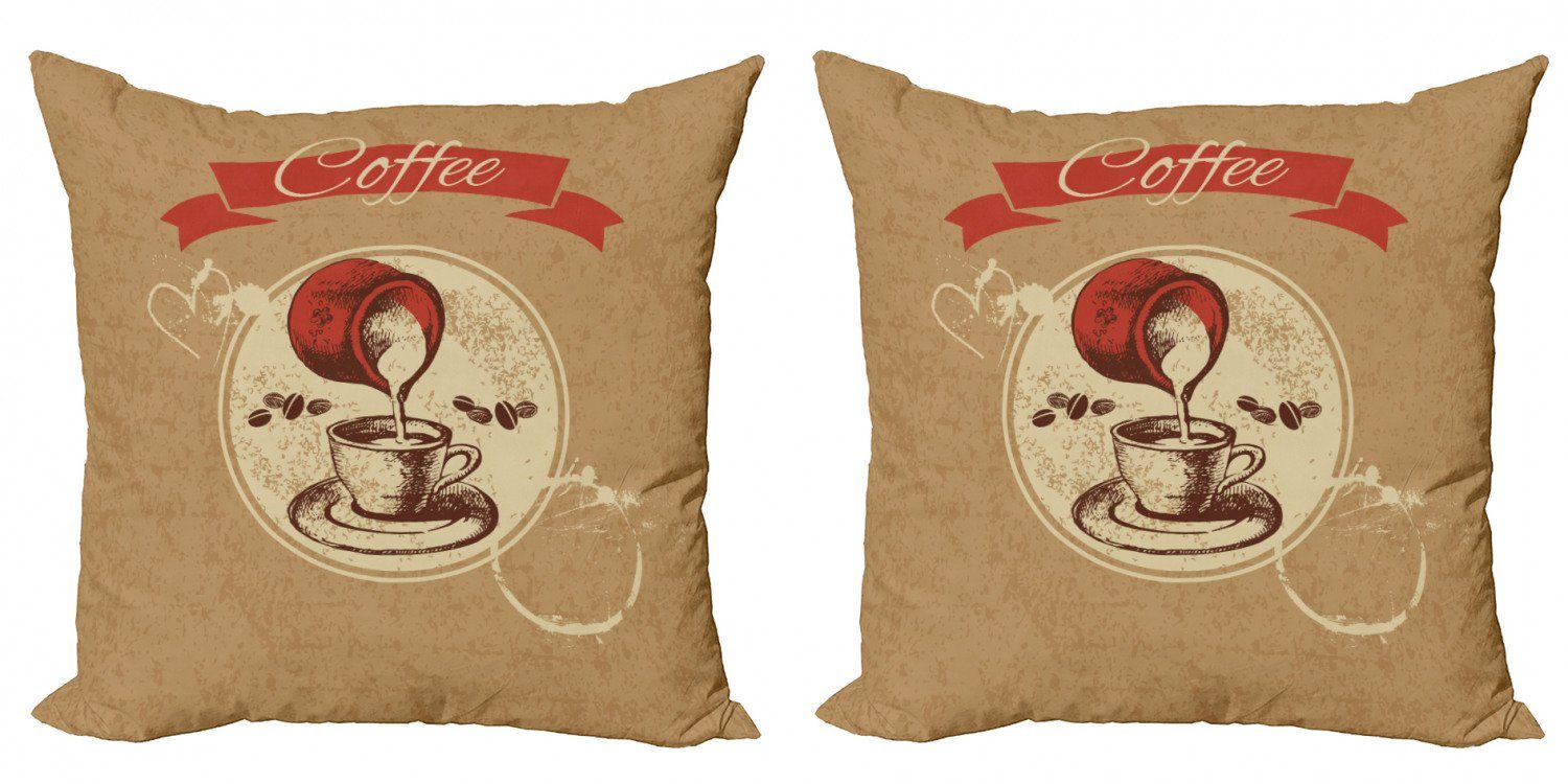 Kaffee (2 Abakuhaus Digitaldruck, Doppelseitiger Vintage Milchigen Kissenbezüge Stück), Accent Modern Geschmack Look