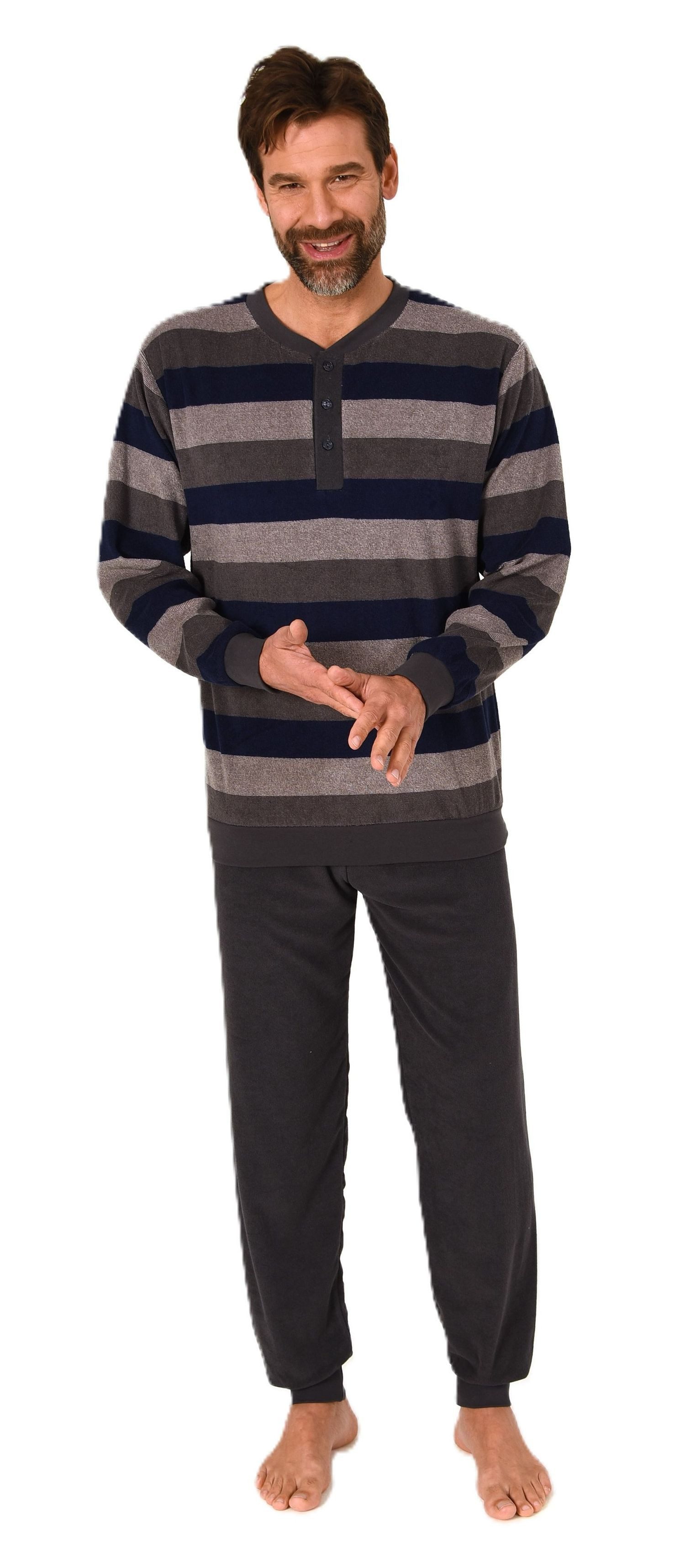 Normann Pyjama Herren Schlafanzug langarm in Frottee Qualität – auch in Übe günstig online kaufen