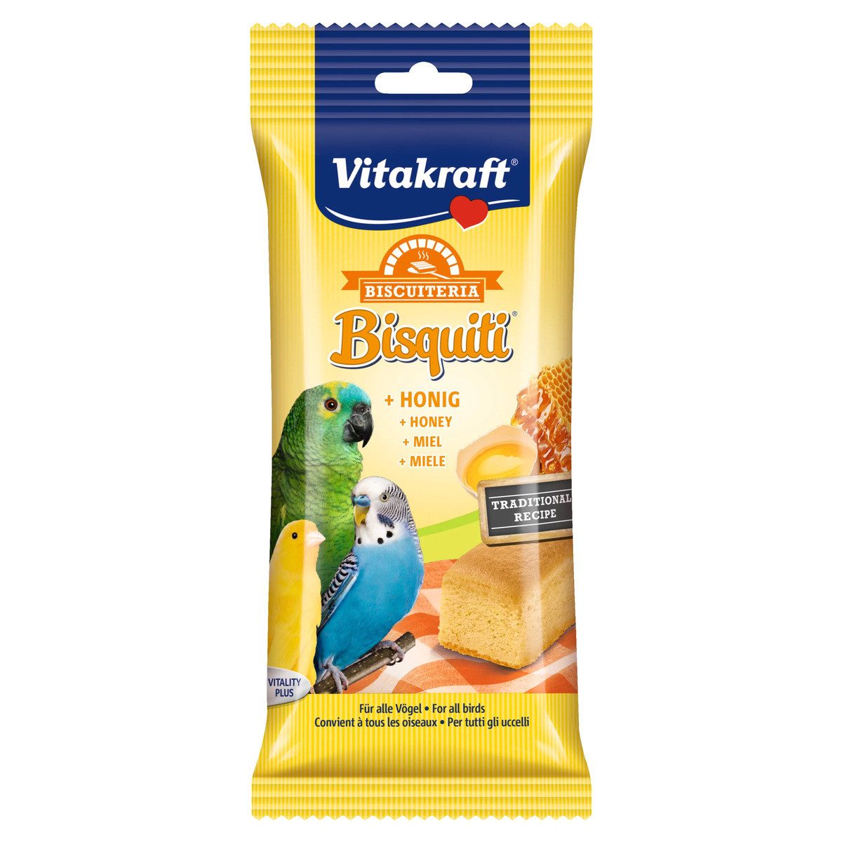 Vitakraft Bisquiti + Honig 4er-Pack 50 g, Snack für: Vogel