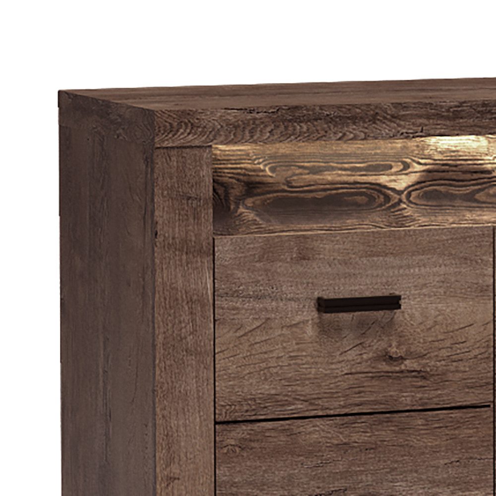 Lomadox Kommode INGENIO-161, Eckschrank Sideboard mit LED Beleuchtung modern Esche in braun