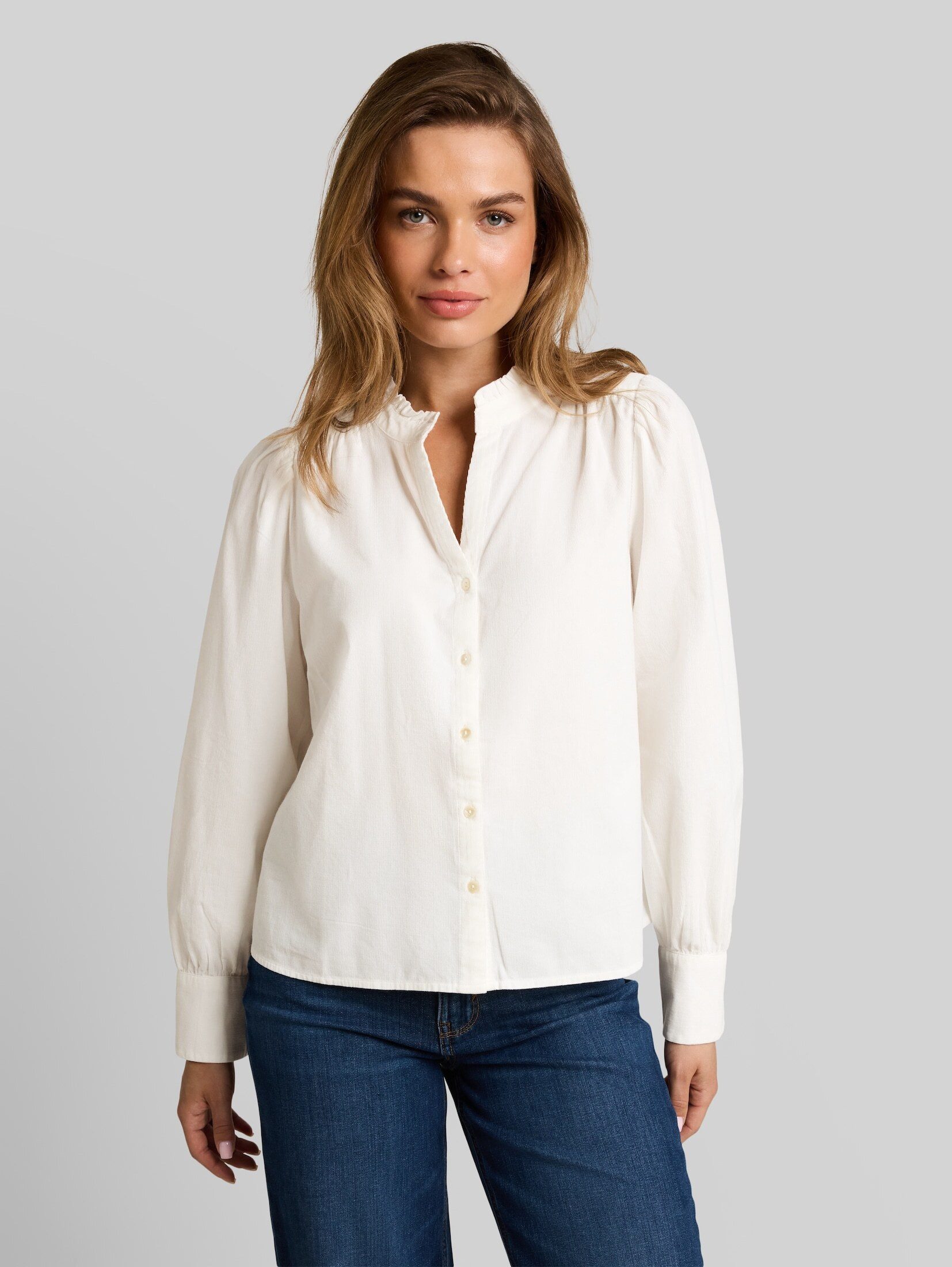 TOM TAILOR Langarmbluse Blusen & Shirts Cordbluse mit Rüschenkragen