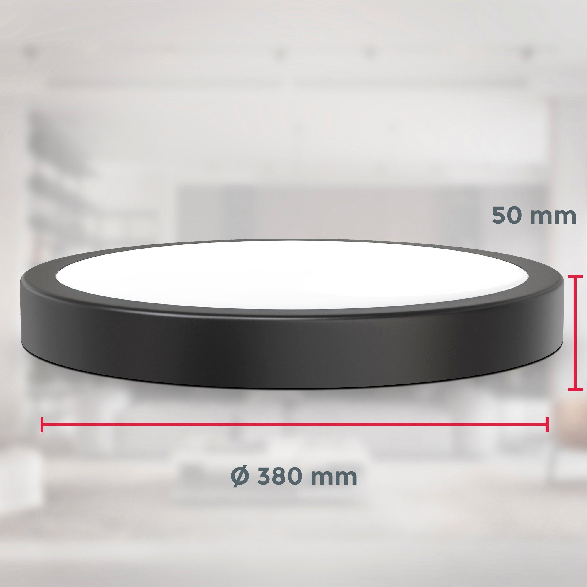 Licht, Ø38 fest LED LED B.K.Licht Deckenleuchte 3.000 integriert, Lm, neutralweißes LED Küchenlampe, 4.000K cm, BK_DL1539 24W, Deckenlampe, Neutralweiß, Schwarz