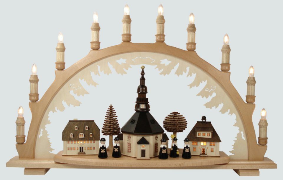 Osterhase Lenk und Sohn Schwibbogen Seiffener Kirche