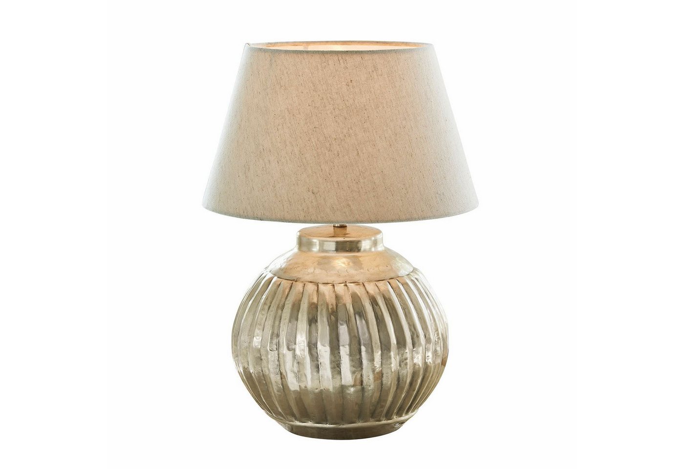 Mirabeau Tischleuchte Tischlampe Lillemor antiksilber/creme