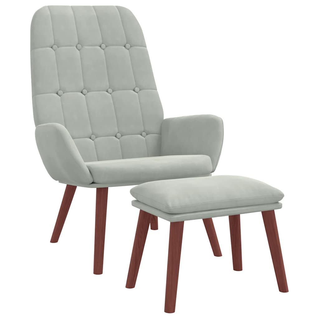 vidaXL Sessel Relaxsessel mit Hocker Hellgrau Samt (1-St)