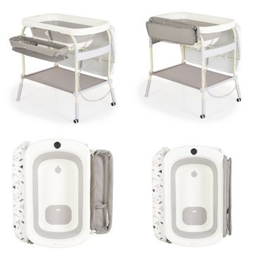 Cangaroo Babybadewanne Babybadewanne Wickeltisch 2in1, Garda Thermometer Räder Wickelauflage