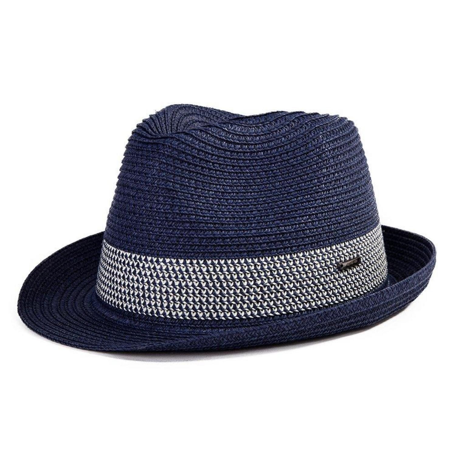 LuxusKollektion Trilby Strohhut Herren Trilby Panama Faltbar XXL 16010_Schwarzblau