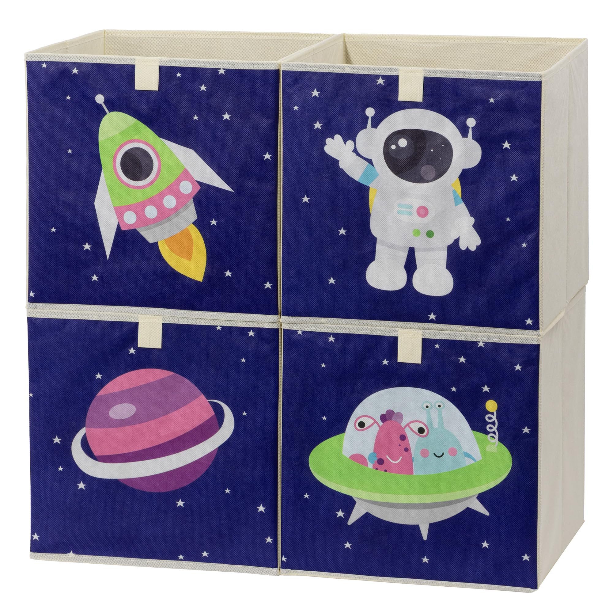 Navaris Sortimentskasten Navaris Aufbewahrungsboxen Kinderzimmer 4er-Set 33x33 cm Weltraum