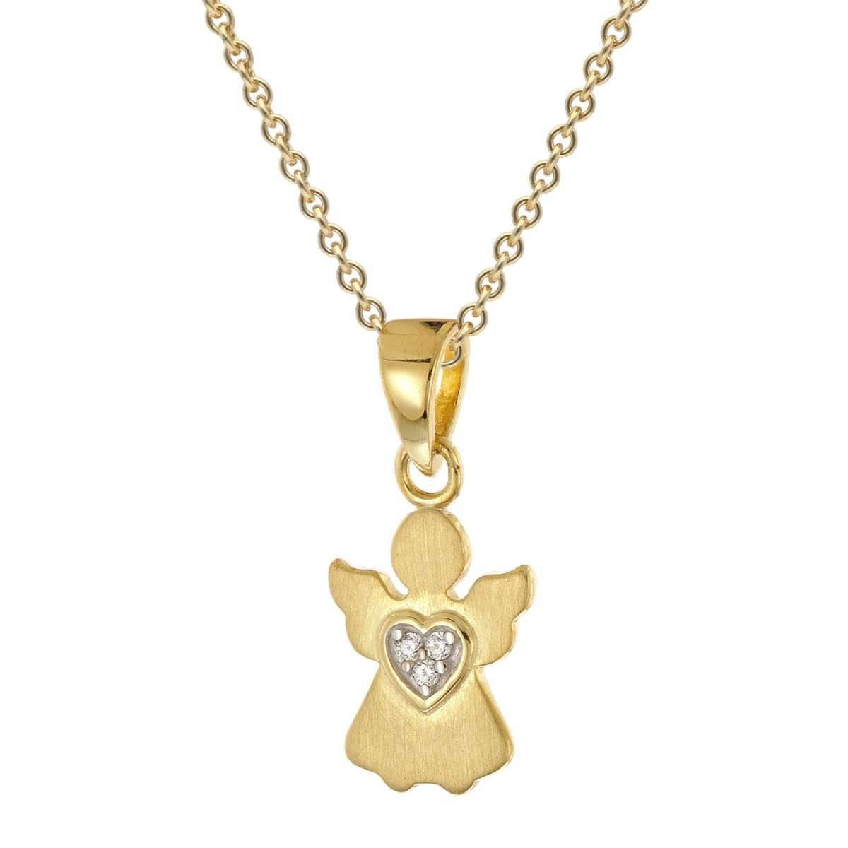 trendor Kette mit Anhänger 28974, Engel Gold 333 mit Vergoldeter Silberkette für Kinder