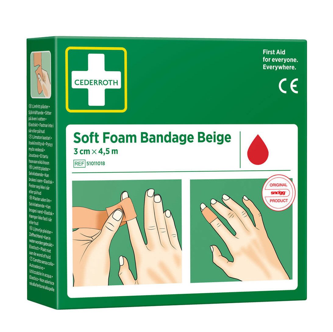 Cederroth Bandage Cederroth Soft Foam Bandage (Wundverband für kleine Wunden, 1-tlg., Latexfrei und somit geeignet für Allergiker), Weicher, atmungsaktiver Schaumstoff, flexibel und komfortabel